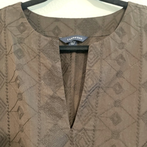 Lands' End Tunic Bundle (2) 2X Blue Brown Longline 100% Cotton Lace Detail - Picture 5 of 14